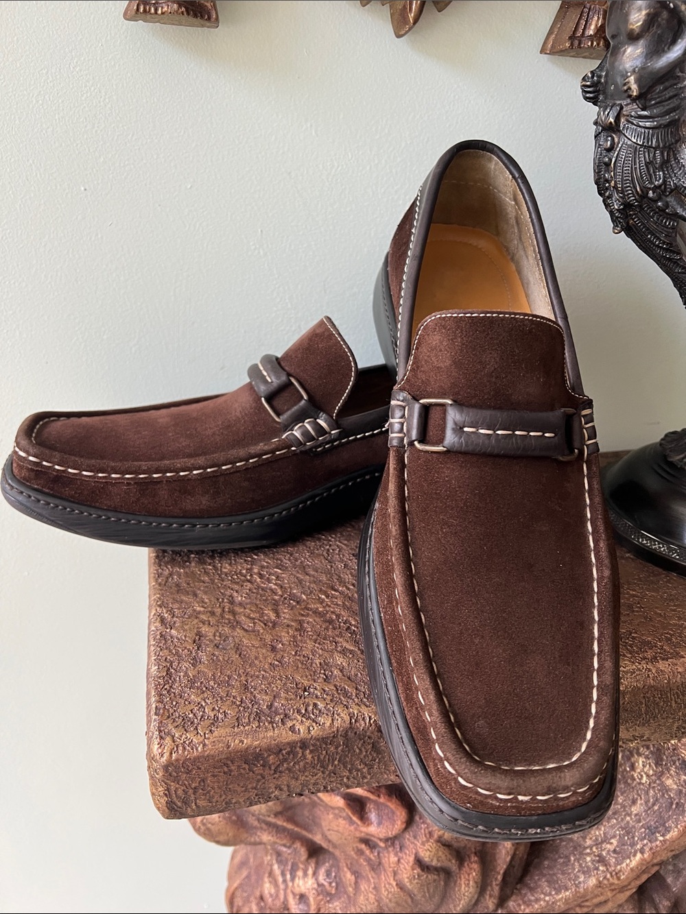 Donald J. Pliner Brown Suede Slip-On Loafers